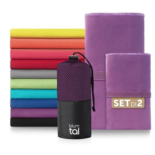 Blumtal Asciugamano Microfibra 180x90 cm + 80x40 cm nel Set - Asciugamano Palestra Rapida Asciugatura - Telo Palestra Donna - Asciugamani da Viaggio - Telo Doccia Microfibra Lilla
