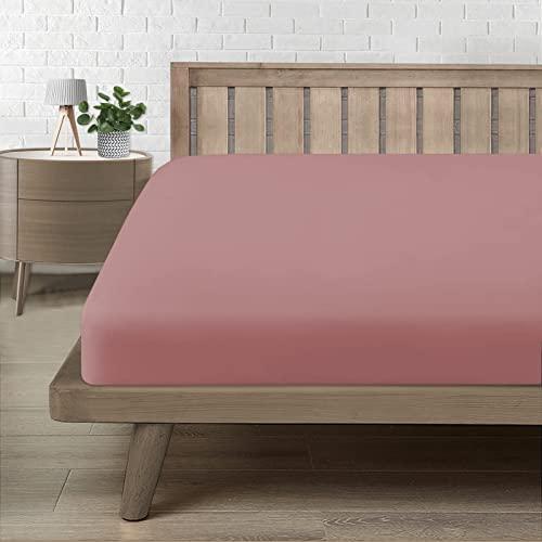 Lenzuolo Sotto con Angoli Matrimoniale180, Lenzuolo in Premium Microfibra Certifié Oeko-TEX®, Lenzuola Letto Matrimoniale Confortevole Morbido Traspirante Rosa Scuro 180x190/200 H30 cm