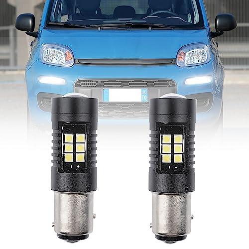 NSLUMO COPPIA LUCI DIURNE DRL 21 LED P21W BAY15D CANBUS per FIAT PANDA 3° 2012-2022 6000K NO ERRORE Luci di marcia diurna Drl
