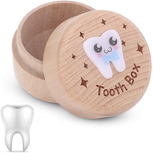 WUMZIRA 1 pcs Scatola Porta Dentini da Latte, Denti Salva Box per Bambini e Bambina, Scatola per Denti in Legno Scatola, Bambini in Legno Ricordo Regalo, Accumulazione dei Denti, Scatola dei Souvenir