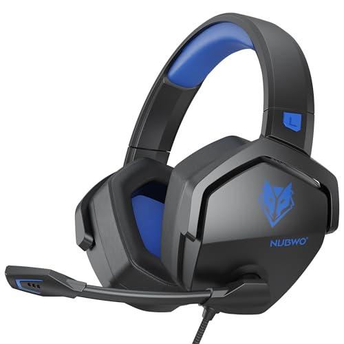 NUBWO Cuffie Gaming per PS4, PS5, PC, Xboxone, Cuffie con Microfono Over-Ear con Cancellazione del Rumore per Computer Portatili NS Games - Blue