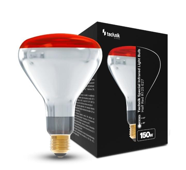Modee Lampada a infrarossi R125 rossa (150 W, riscaldante per suini e pollame, Durata massima 3000 ore, Portalampada E27, Lampada stabile)