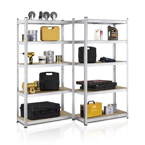 Juskys Set 2 scaffali Basic 2X 180x90x40 cm (AxLxP) | 1750 kg | 10 ripiani | struttura a incastro per officina, garage, cantina – metallo zincato