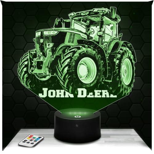 Lampephoto.fr - Lampada 3D J. Deere Trattore Agricolo, Luce Notturna Tattile J. Deere Trattore Agricolo, Illusione 3D Led, Idea Regalo di Natale per Ragazzi e Ragazze Lampada da Comodino TOP