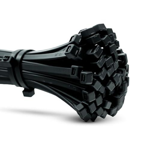 ERKO Fascette plastica nere 400 x 4,8 mm 100 pezzi di cablaggio professionali resistente a UV, Resistente allatemperature, Resistenza alla rottura 22 kg, forte