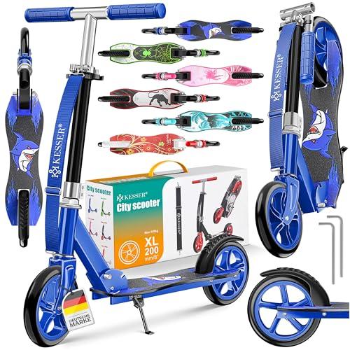 KESSER® City Scooter per Bambini, Monopattino Pieghevole Regolabile in Altezza, Scooter fino a 100 kg, Freno alla Ruota Posteriore, fino a 190 cm di Altezza, Cinghia di Trasporto inclusa