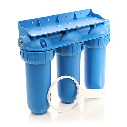 Naturewater Filtro dell'acqua a 3 livelli NW-BR10B5, con cartucce filtranti da 254 mm, attacco tubo 32,89 mm