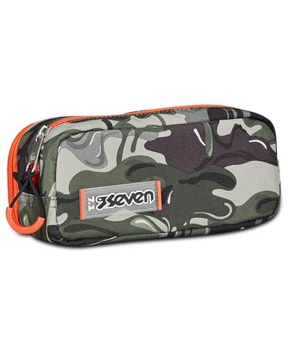 Seven Portapenne Scuola 2 Zip, Verde Arancione, Lightventure, Bustina Doppio Scomparto Con Organizer, Tasche ed Elastici Porta Penne, Accessori Zaino, Medie, Superiori, Bambino Ragazzo