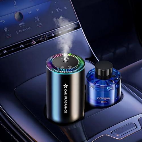 AI Profumatore Auto Diffusore con 50 ml di Profumo (Colonia), Elettrico Fragranze Deodorante, Nebulizzatore ad Ultrasuoni, 3 Modalità, ON/Off Automatico, Batteria Integrata, con Durata di 5 Mesi