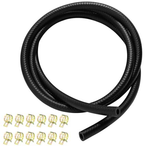 Gentpovth Kit Tubo Benzina e Tubi per Alimentazione Moto, 2 Metri Ø 8 mm Tubo del Carburante, tubo gasolio con 12 Pezzis fascette stringitubo, Tubazioni Benzina per Trasporto Benzina, Diesel, Olio