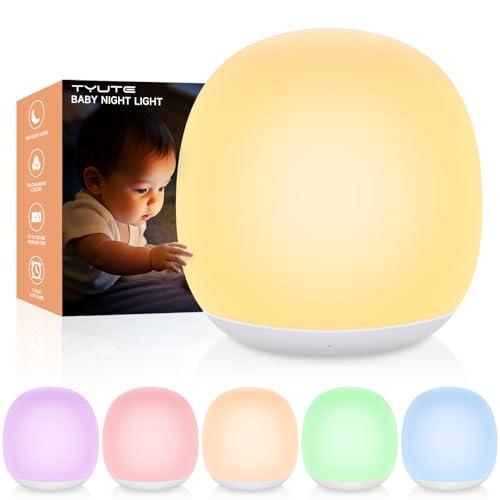 Tyute Night Light for Kids, Baby Light for Nursery with 8 RGB Colors Changing, Egg Night Light with 1H Timer & Touch Control, Soft BPA Free Portable Dimmable Night Lamp for Kids