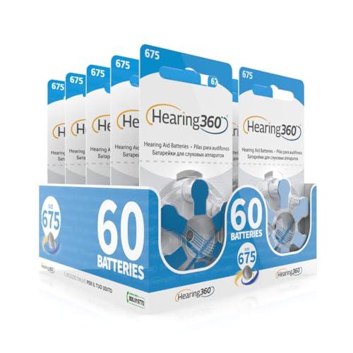 60 Pile Modello 675 Blu (PR44) - 10 Confezioni da 6 Batterie per Apparecchi Acustici 1,45V - Pile Acustiche Rayovac Varta Extra
