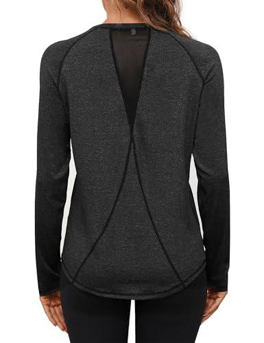 Gyabnw Maglietta Sportiva Donna Manica Lunga T-Shirt Sportiva da Donna Schienale in Rete Traspirante Top Fitness Yoga Corsa Palestra