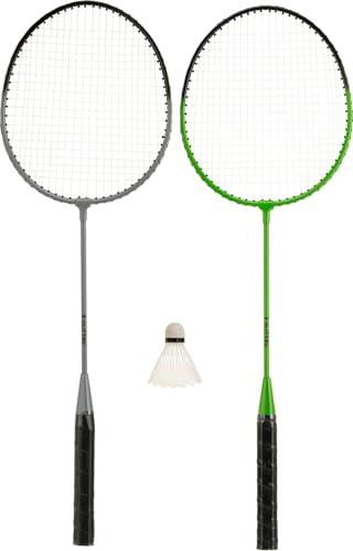 Outtec® Set da Badminton – 2 Racchette da Badminton con Volante Eva, Costruzione 2 Pezzi, per Giochi all'Aperto, Set di Federball con Cordaggio in Nylon 16-18 lbs, per Tempo Libero e Sport