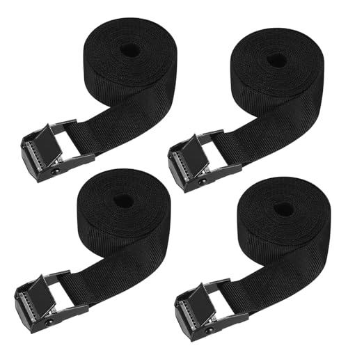 SHUBEIEUMI 4 PCS Cinghie di Fissaggio a Cricchetto, Cinghia di Ancoraggio con Chiusura, Adatto per Moto, Auto, Portabiciclette, 200cm x 2cm Cinghie di Tensione(Nero)