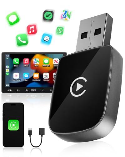 WityEye Adattatore Carplay Wireless, Bluetooth V5.3 Connessione Stabile, WiFi 5.8GHz Trasferimento Dati Veloce, USB C/A, per Apple iPhone iOS 10+