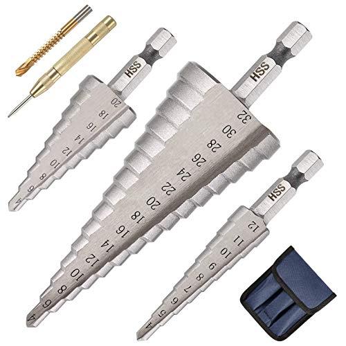 flintronic® Punte Coniche, Fresa Conica Trapano a Gradini, HSS Titanium, Misure 4-12/4-20/4-32, Buco Cutter a Scalini per Eseguire Foro In Metallo Acciaio Ottone Legno Plastica Ferro…