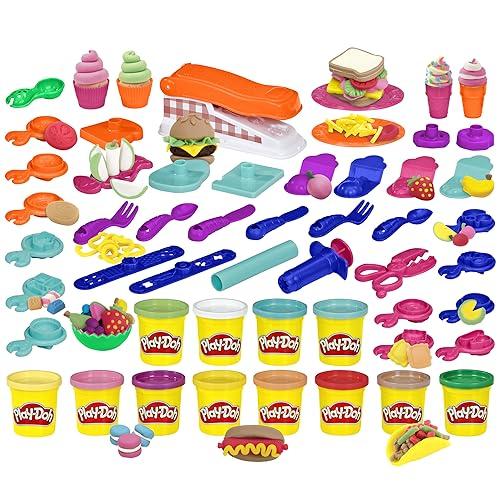 Play-Doh, Kitchen Creations, Fun Factory, playset con 12 vasetti e 42 Strumenti