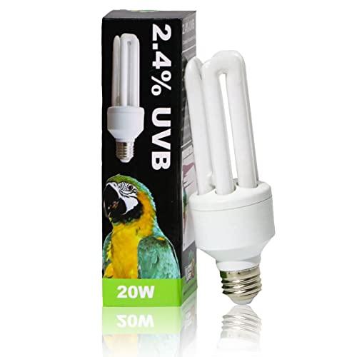 LUCKY HERP Lampadina UVA UVB per uccelli 2.4 UVB 20W Lampada fluorescente compatta per tutti i tipi di uccelli in cattività