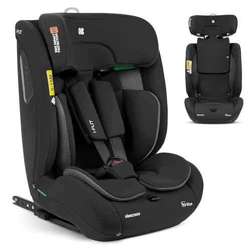 KikkaBoo Seggiolino Auto 9-36 kg ISOFIX i-FLIT, Gruppo 1 2 3, Reclinabile, da 15 Mesi a 12 Anni, i-Size, SPS, Top Tether, Poggiatesta Regolabile, Nero