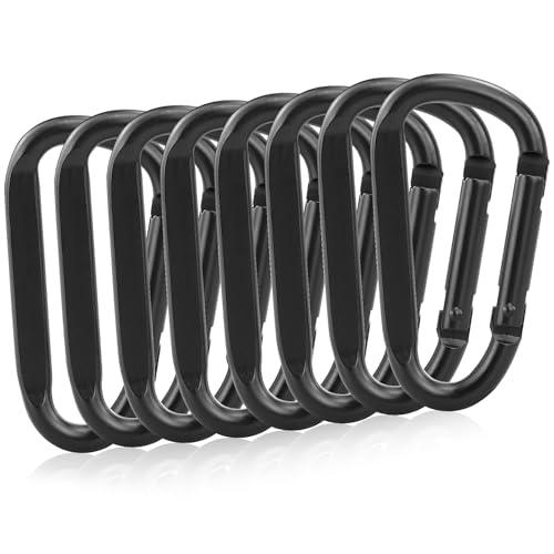 Moschettone in Alluminio a Vite da 6,7 cm - Set Gancio a D con Anello Portachiavi - Nero
