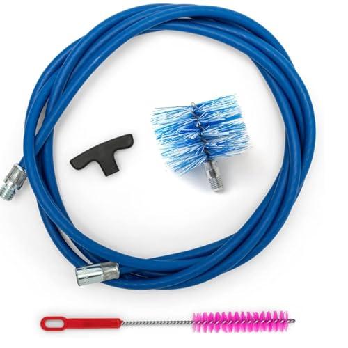 BARETTO Kit Pulizia Stufa a Pellet, Prolunga di 3 Metri per la Pulizia dei Tubi della Canna Fumaria con Curvatura a 90°, Scovolino multiuso, Manico e 1 Scovolo Standard in Nylon da 80 mm (3 M)