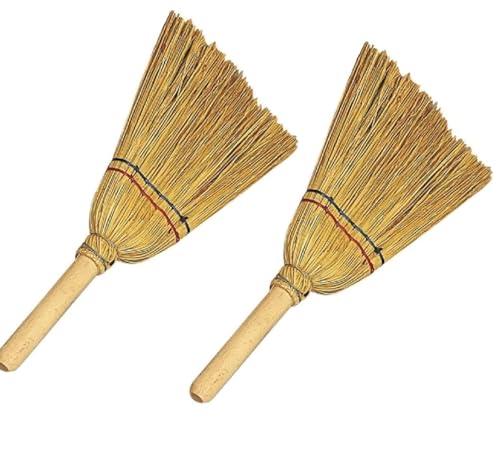 2 pz Scopa Di Saggina Per Camino Piccola, Ideale Per Raccogliere Cenere e Polvere Di Legno, Scopino Camino Con Manico in Legno Resistente Al Calore, Criscuolo Brico Store