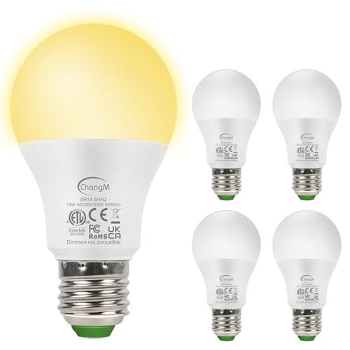 ChangM Lampadina Con Sensore, 13W E27 Lampadina LED con Sensore Crepuscolare Luce Notturna con Automatico Interno/esterno Bianco Caldo 2700K, confezione da 4