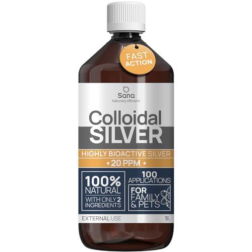 Argento Colloidale Puro 1000 ml 20 PPM | Per la famiglia & gli Animali (Cani, Gatti) | 100% Naturale : Certificato Cosmos Natural | Carbon Neutral