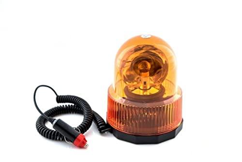 J/J Lampeggiante Trattore, Lampada di Emergenza Stroboscopica Luce Strobo Arancione per Trattore Muletto Auto 12V con Base Magnete Lampada Alogena