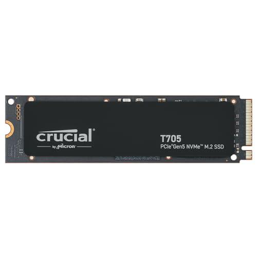 Crucial T705 SSD 1TB PCIe 5.0 x4 Gen5 NVMe M.2, Velocità fino a 13600 MB/s Lettura, 10200 MB/s in Scrittura, Per PC desktop, TLC NAND, Hard Disk Interno - CT1000T705SSD3