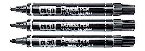 Pentel N50 marcatore permanente punta conica nero 3 pz