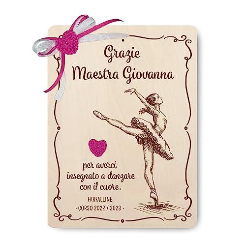 Crociedelizie, targa insegnante di danza maestra corso ballo targhetta frase personalizzata ballerina nome ballerina fine anno scolastico + scatola regalo omaggio