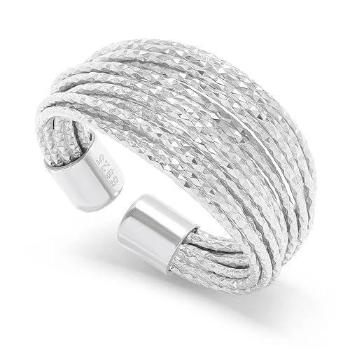 Meissa Anello Argento 925 Donna Anello Regolabile Donna Anelli Oro pollice Impilabile Anelli fascia moda Gioielli d'autunno Regalo Donna Compleanno con Confezione