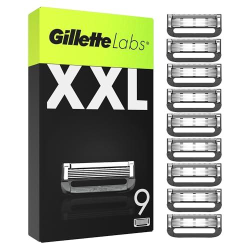 Gillette LABS XXL LAMETTE DA BARBA per RASOIO UOMO, 9 RICAMBI da 5 Lame, Comfort e profondità, Compatibile con i Rasoi Gillette Labs