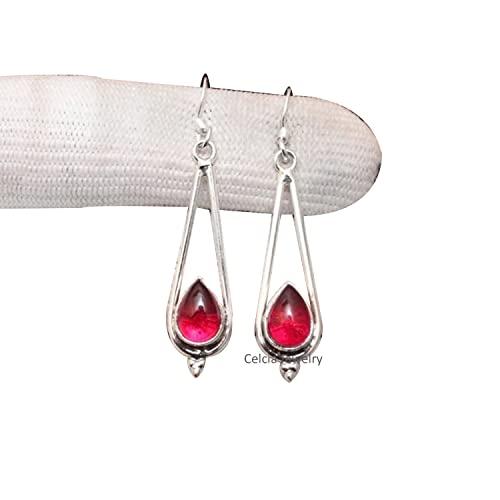 Orecchini pendenti in argento sterling massiccio 925 per le donne, orecchini con pietre preziose di ametista genuini realizzati a mano con pietre di nascita di febbraio