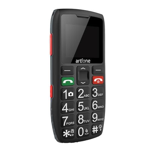 artfone C1 Nero - Telefono Cellulare per Anziani con Tasti Grandi丨Volume alto丨Funzione SOS丨Chiamata Rapida丨Funzione di orario丨Batteria da 1800 mAh丨Doppia SIM GSM Senior Telefoni丨1.8