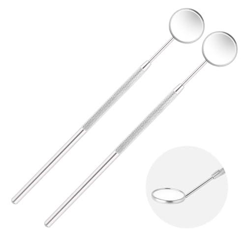 AOOWU Specchio per Bocca Dentale, 2PCS Acciaio Inox Specchietto，Antiappannamento Specchio Dentale Professionale, Specchietto per Denti per Cura Orale Della Bocca Anti-Tartaro