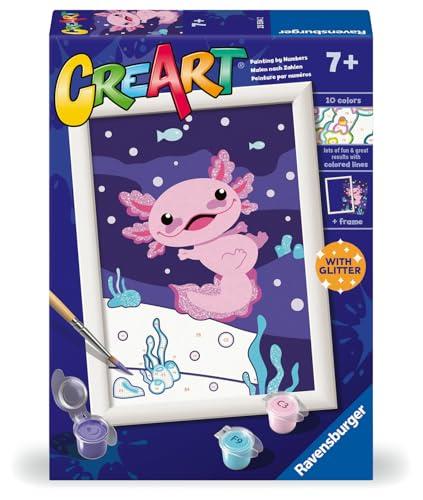 Ravensburger - Creart Serie E Axolotl | Kit Pittura Bambini | Dipingere Con I Numeri Include Tutto Il Necessario | Giochi Bambini 7 Anni O Più | Creart 7 Anni
