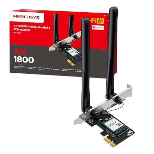 Mercusys TP-Link MA70XE PCIe WiFi 6 AX1800Mbps, Bluetooth 5.4, Chipset Intel, Compatibile con Windows 10/11, OFDMA, MU-MIMO, WPA3, Non Comportabile con il Supporto a Basso Profilo