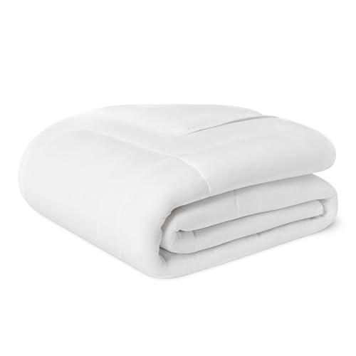 Amazon Basics Piumino Singolo 4 Stagioni 300 gsm - Trapunta ipoallergenica con Imbottitura Alternativa alla Piuma, 135 x 200 cm, Bianco