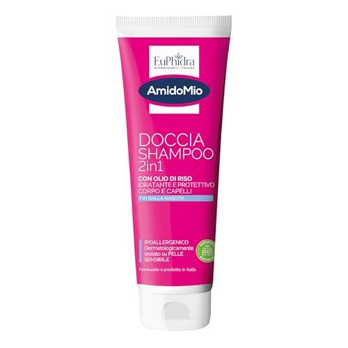 Euphidra - AmidoMio Doccia Shampoo 2 in 1, Con Olio di Riso 100% da agricoltura biologica e Proteine del Riso, Nutre i Capelli Lasciandoli Morbidi e Protetti, Delicato per Corpo e Capelli, 250 ml