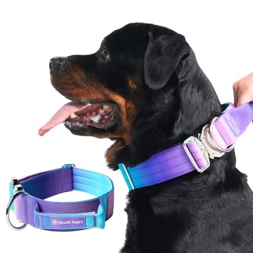 Spark Paws Collare tattico per cani – Collare di alta qualità, design robusto e durevole per razze grandi e forti – Pitbull, pugili – retrò anni '90 – L – 3,8 cm