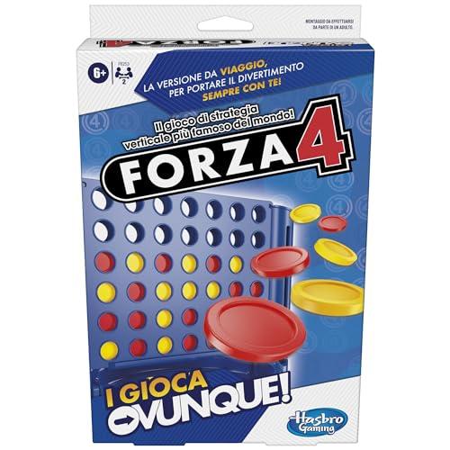 Hasbro Gaming Forza 4, I Gioca Ovunque, Gioco Portatile, per Bambini e Bambine dai 6 Anni in Su, Giocattolo di Strategia Verticale per 2 Giocatori
