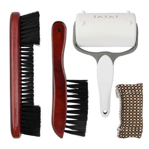Granvoo 4pcs Kit di Pulizia per Tavolo da Biliardo, Tavolo da Biliardo Spazzola e Rail Spazzola in Legno Massiccio e Setole in Nylon, con Panno per la Pulizia e Rullo, per Pulizia Tavolo da Biliardo