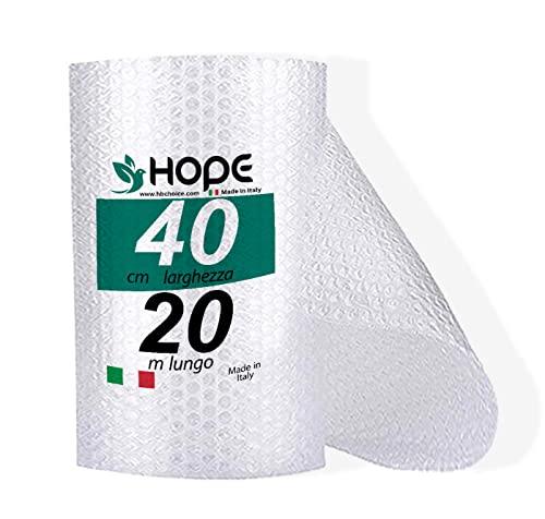 Hope Pluriball Imballaggio 40cm x 20m Imballaggio per Spedizioni e Carta Imballaggio ideale per il trasloco confezione 1 rotolo pluriball proteggere oggetti con imballaggio bolle. (40cm x 20m)