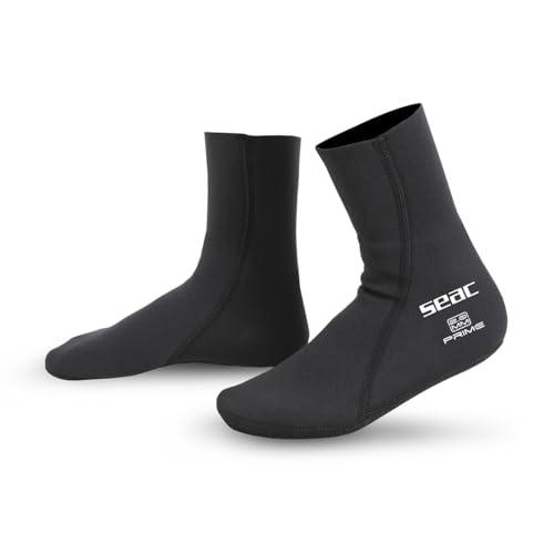 SEAC Prime, Calzari in Neoprene 2 mm, Foderati in Nylon, Calzini da Subacquea Unisex-Adult, Nero, S