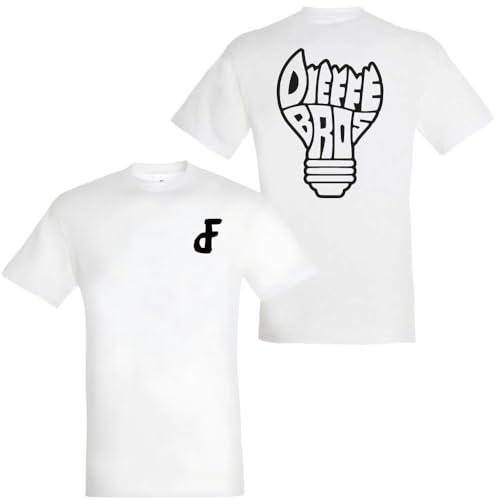 T-shirt in cotone con le lettere D e F stampa fronte/retro (Bianco, L)