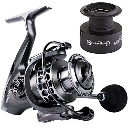 Sougayilang Mulinello da pesca 13+1BB leggero ultra liscio in alluminio con bobina di ricambio gratuita-XY5000