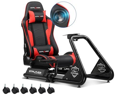 GTPLAYER Simulatore di Guida, Sedile di Simulazione per PC con Altoparlanti, Supporto per Volante e Pedaliera